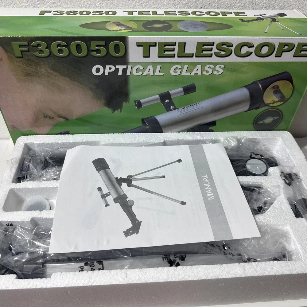 F36050 Optical Glass Telescope 6mm + 20mm‎ Eyepieces Sturdy Tabletop Tripod